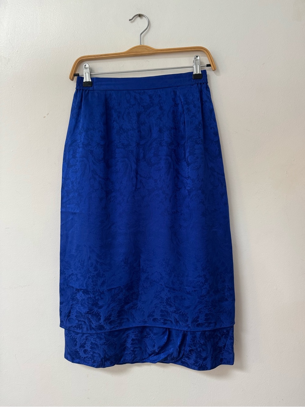 VINTAGE bright blue high waist silk skirt size 6